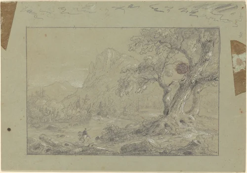 Study for "The Mountain Ford" by Thomas Cole, drawing, 1846