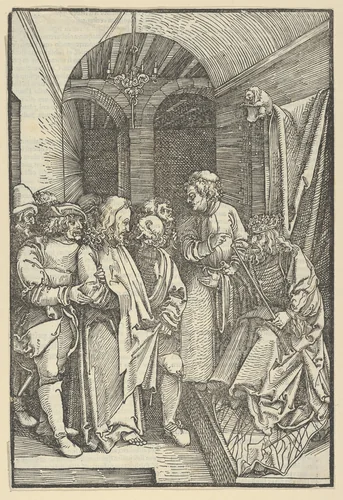 Christ before Herod in a Hall, from Speculum passionis domini nostri Ihesu Christi by Hans Schäufelein, print, 1507