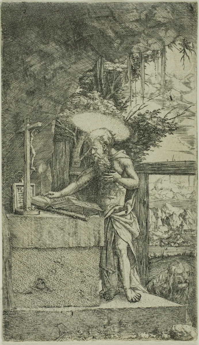 Saint Jerome Reading by Albrecht Altdorfer, print, 1500-1538