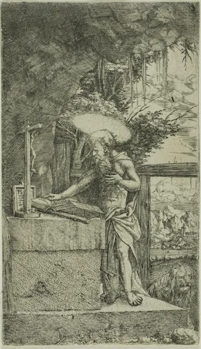 Saint Jerome Reading by Albrecht Altdorfer, print, 1500-1538