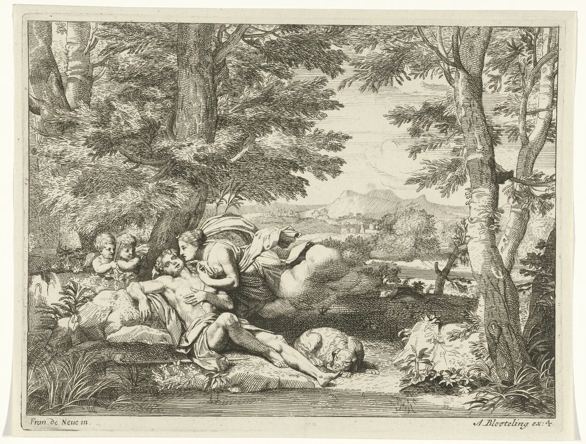 Diana en Endymion by anonymous, print, 1655-1690
