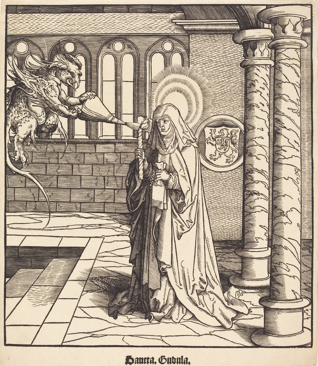 Saint Gudila by Willem Liefrinck; Leonhard Beck, print, 1516-1518
