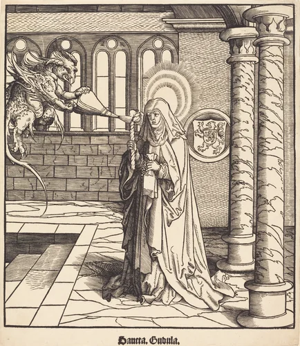 Saint Gudila by Willem Liefrinck; Leonhard Beck, print, 1516-1518