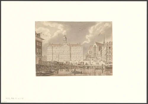 Gezicht op de Dam by Augustus Wijnantz, drawing, 1805-1848