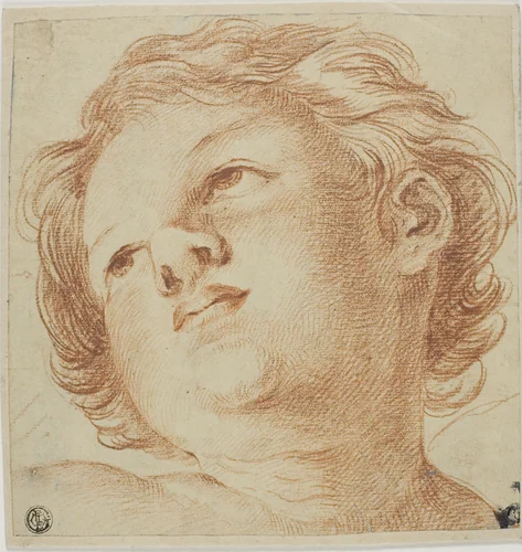 Head of Putto by Guido Reni, drawing, 1611-1700
