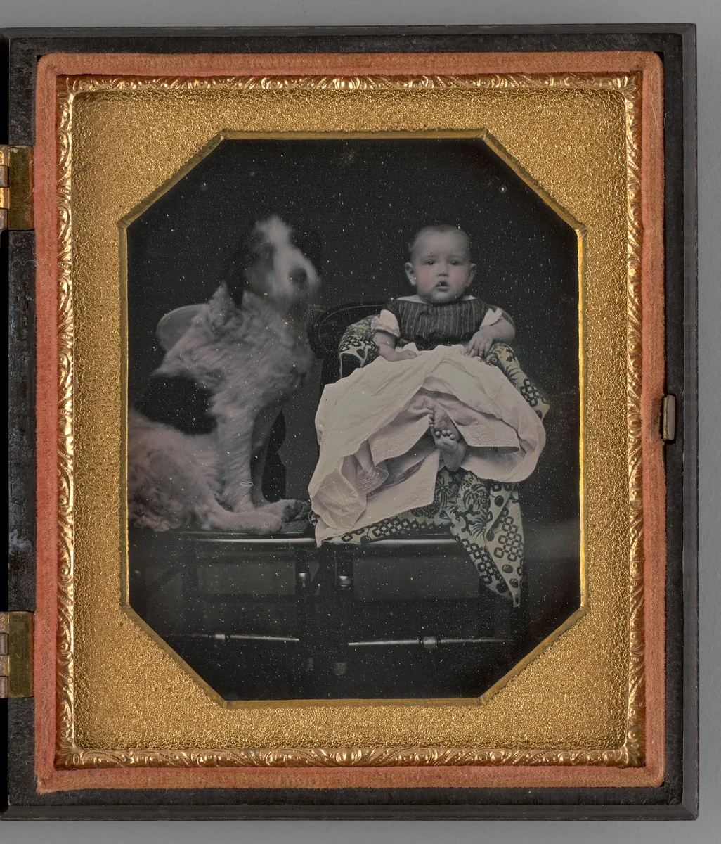 Untitled (Portrait of a Baby and Dog) by Unknown maker, other, 1858