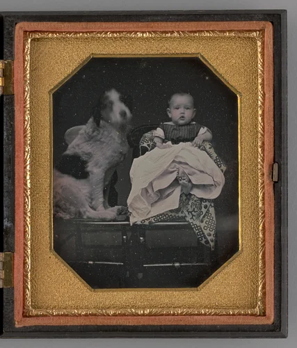 Untitled (Portrait of a Baby and Dog) by Unknown maker, other, 1858