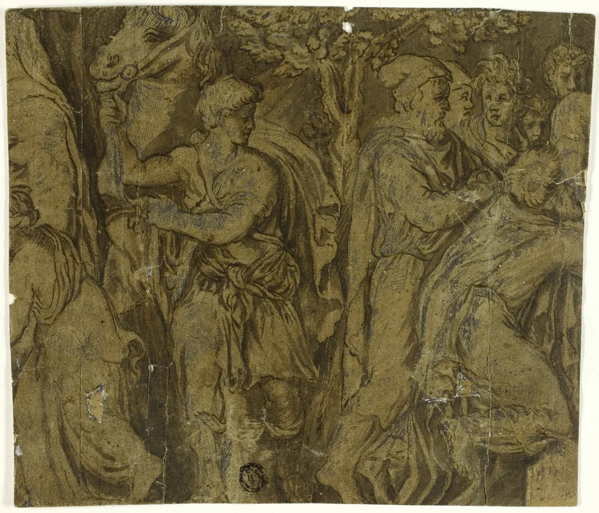 Story of Niobe: Youth with Horse; Worshippers by Polidoro Caldara, drawing, 1519-1543