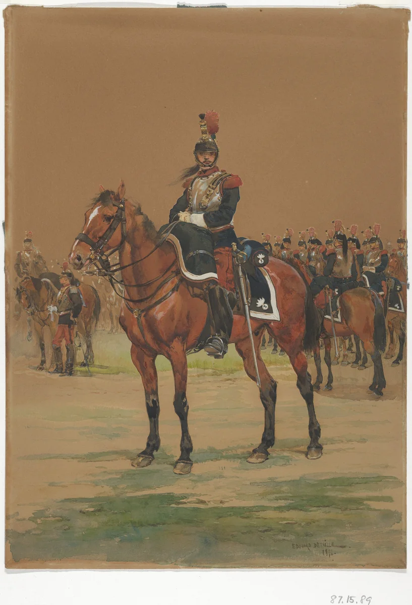 French Cuirassier by Edouard Detaille, drawing, 1872