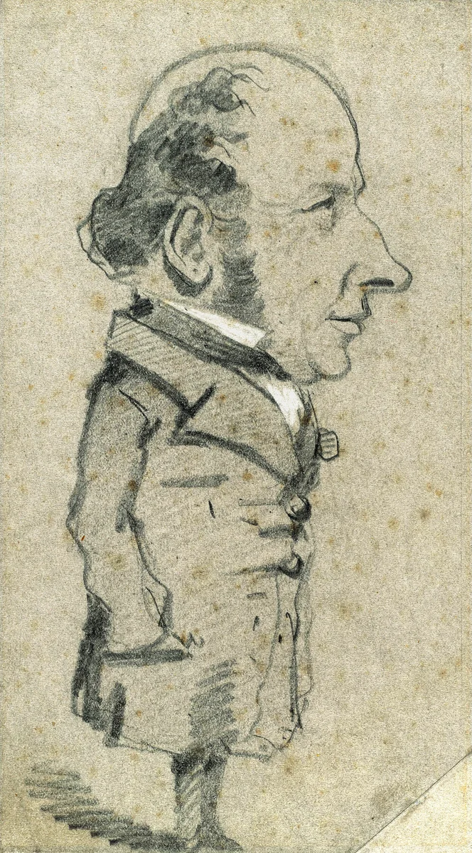 Caricature of Eugène Marcel by Claude Monet, drawing, 1855-1856