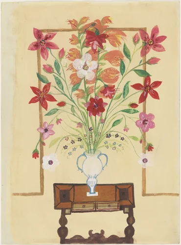Vase with Flowers by Bertha Trabich, drawing, 1937