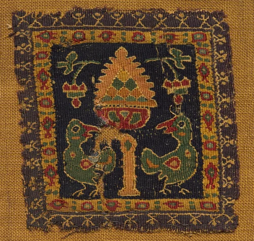 Square Segmentum with Two Birds by Unknown, textile, 400-599