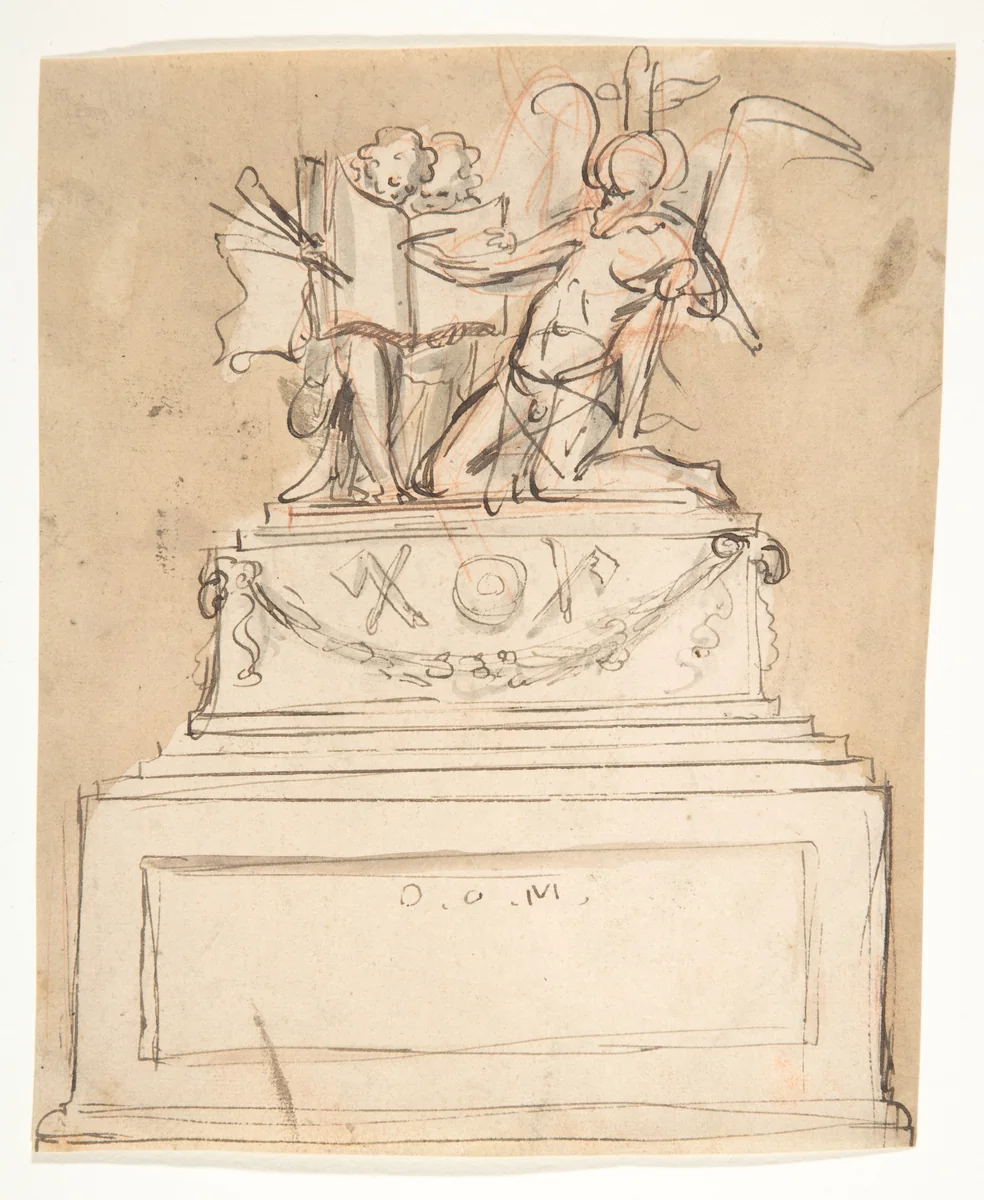 Design for a tomb by Pieter Verbruggen, drawing, 1686-1724