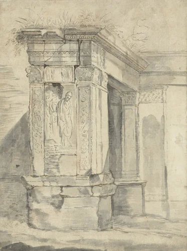 Romeinse ruïne by Franz de Paula Ferg, drawing, 1700-1740