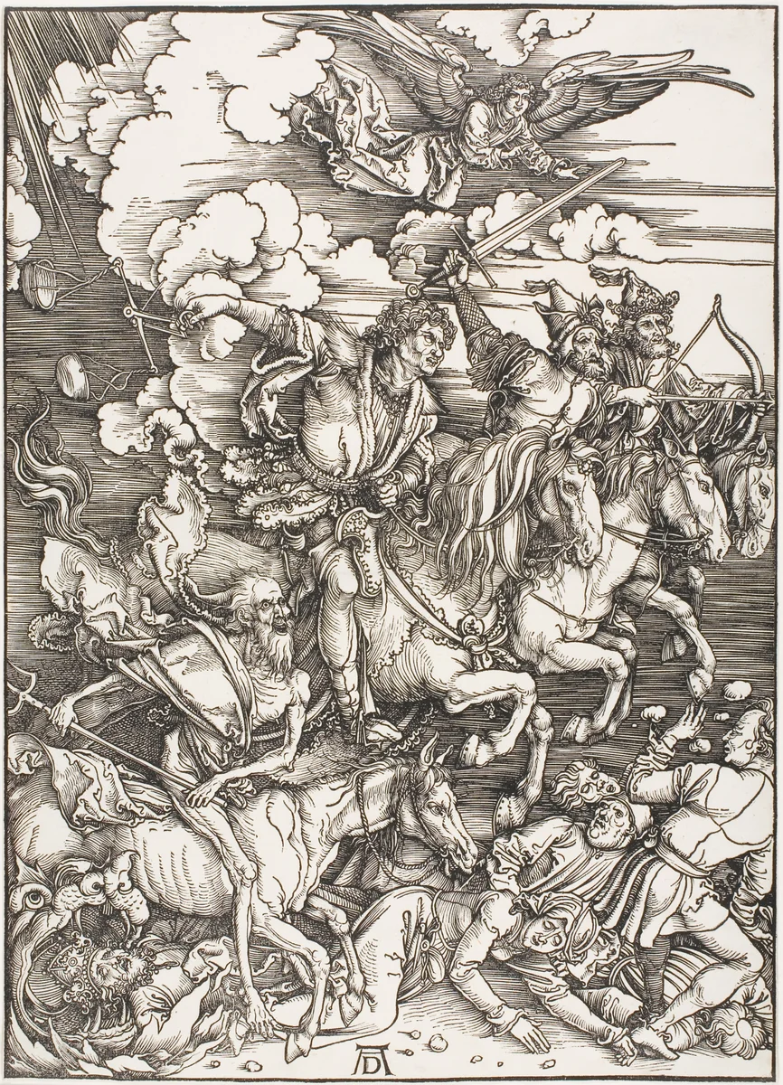 The Four Horsemen of the Apocalypse, from The Apocalypse by Albrecht Dürer, print, 1496-1498