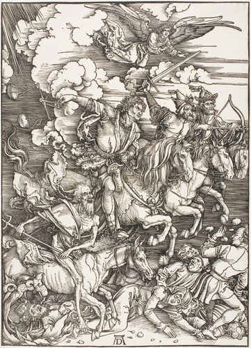 The Four Horsemen of the Apocalypse, from The Apocalypse by Albrecht Dürer, print, 1496-1498