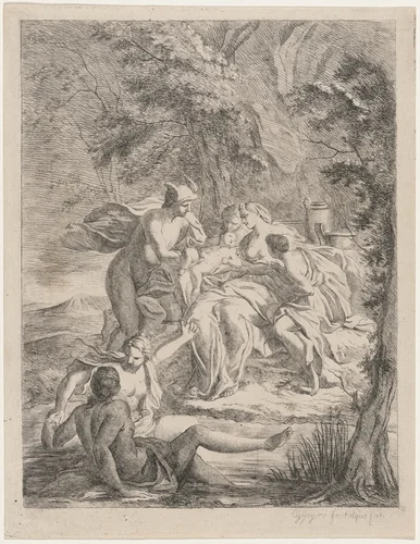 Hermes Bringing the Infant Dionysus to the Nymphs by Christian Gottlieb Geyser, print, 1765-1769