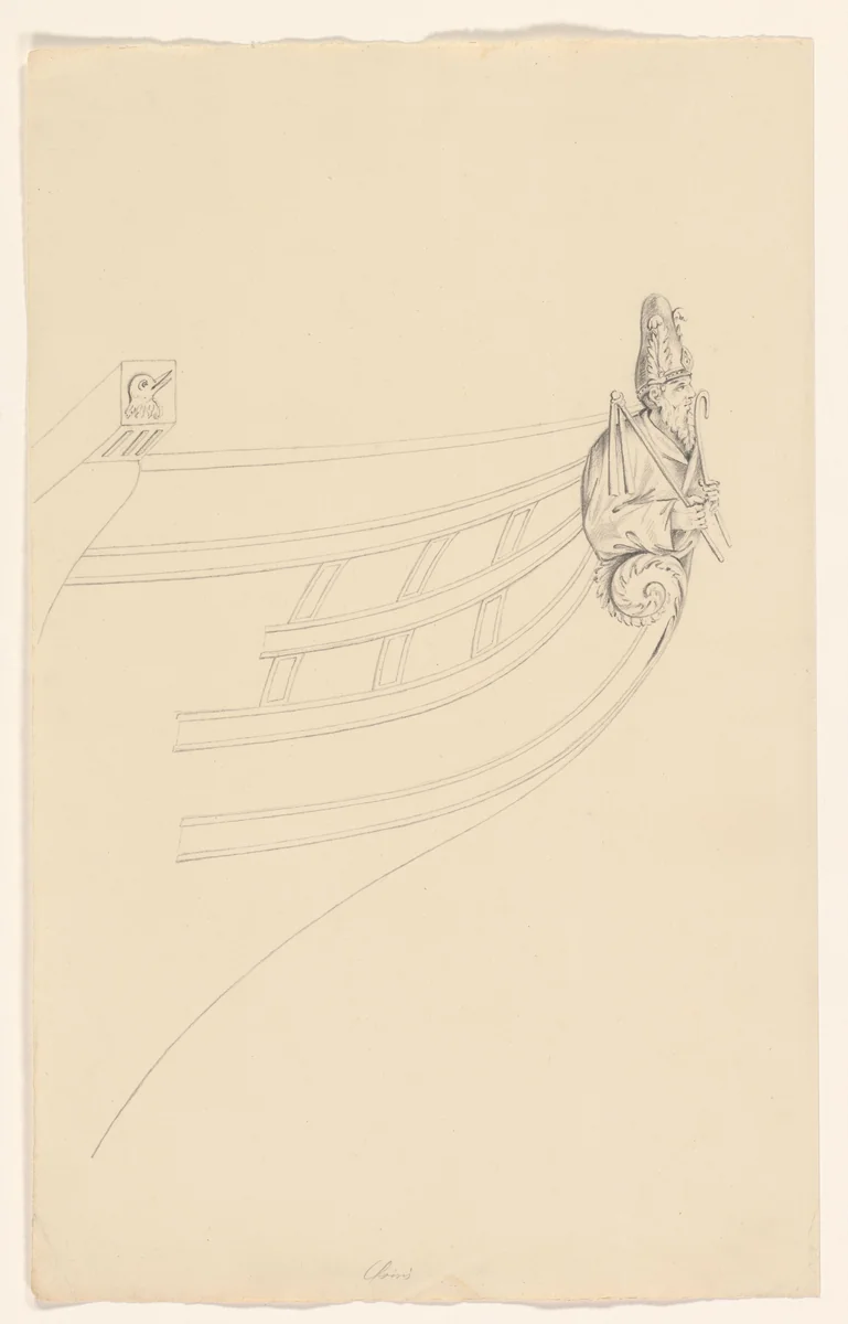 Ontwerp voor een boegbeeld voor het fregat Osiris by A.J. Schouten, drawing, 1841