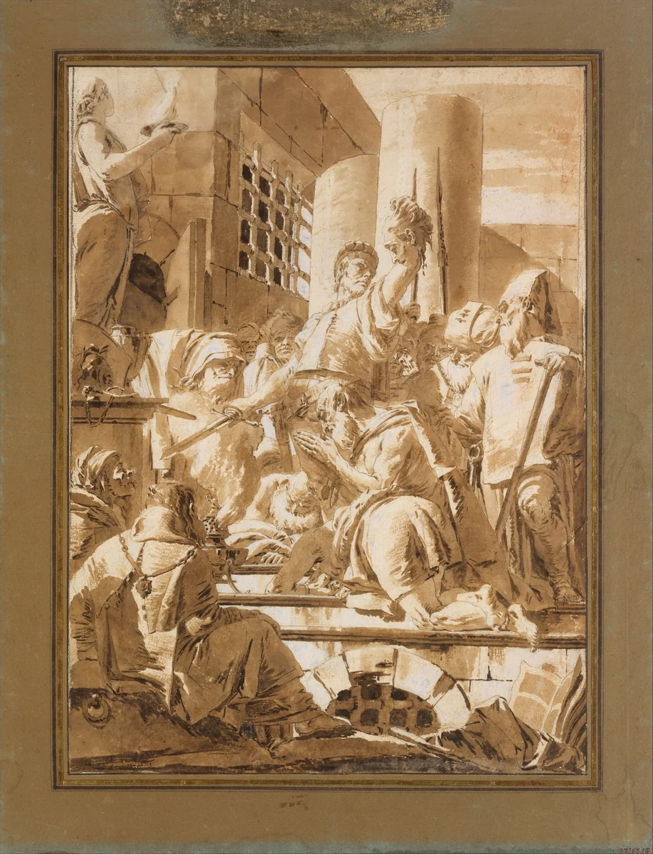 Beheading of Two Male Saints by Giovanni Battista Tiepolo, drawing, 1696-1770