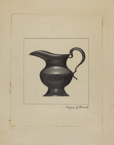 Pewter Pitcher by Eugene Barrell, index of american design, 1936