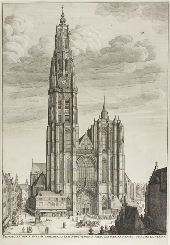 Antwerp Catherdral by Wenceslaus Hollar, print, 1649