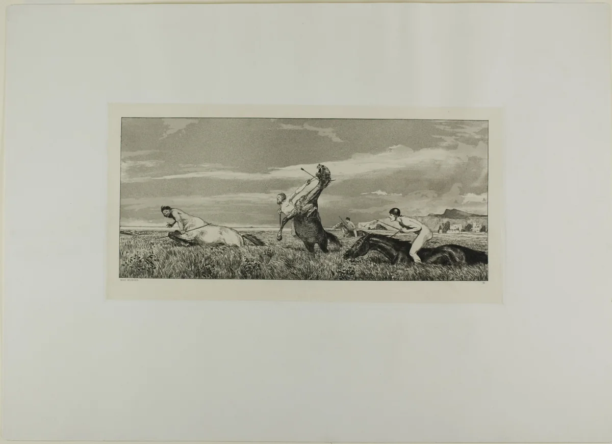 Pursued Centaur, plate three from Intermezzos by Max Klinger, print, 1881