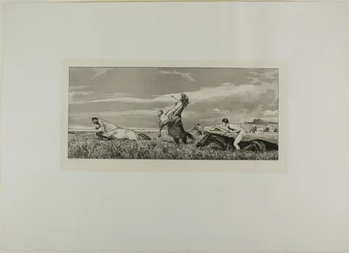 Pursued Centaur, plate three from Intermezzos by Max Klinger, print, 1881