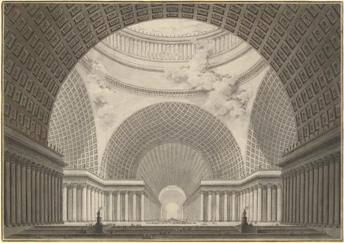 Perspective View of the Interior of a Metropolitan Church by Etienne-Louis Boullée, drawing, 1780-1781