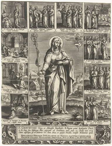 Heilige Geertrui by Adriaen Collaert, print, 1604-1618