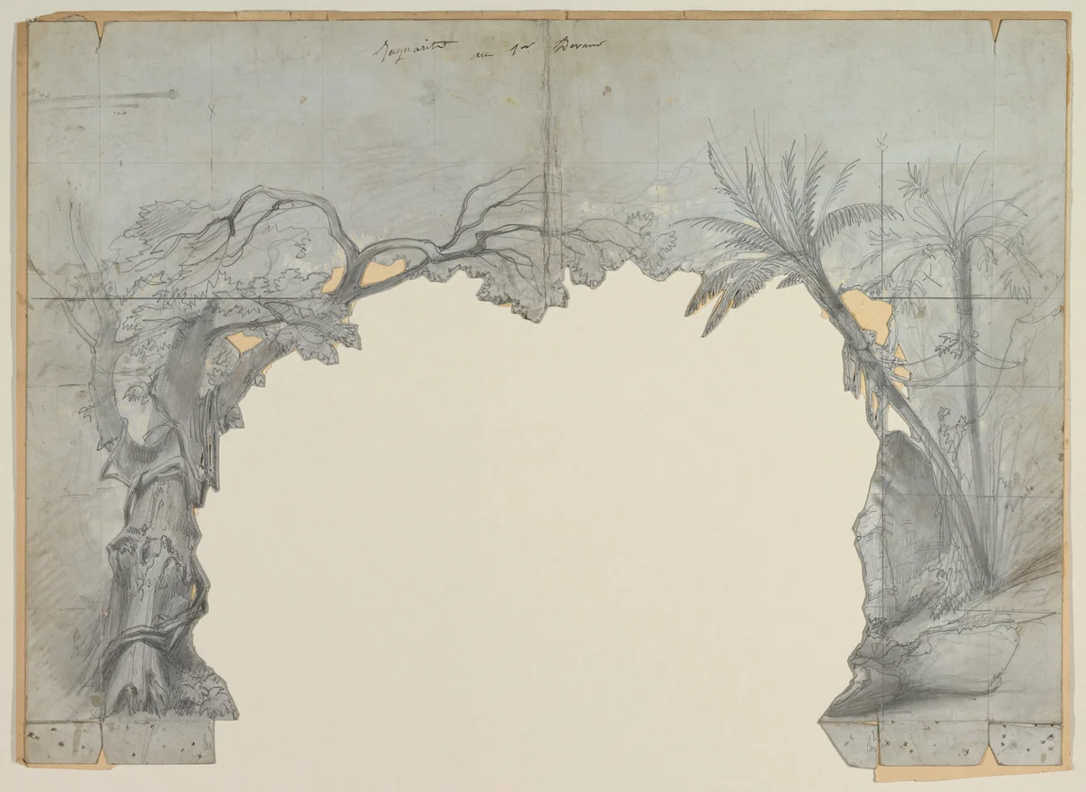 Design for a Stage Set by Eugène Cicéri, drawing, 1825-1890