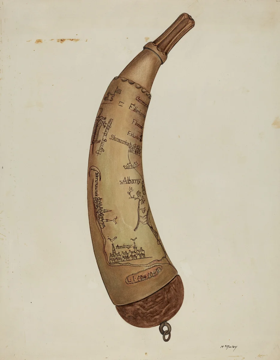 Powder Horn by William McAuley, index of american design, 1940