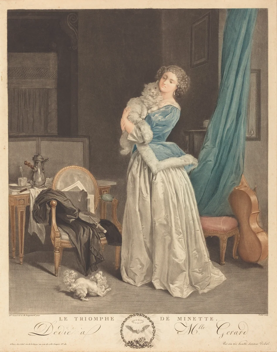 Le Triomphe de Minette (Triumph of Minette) by Marguerite Gérard, print, 1786