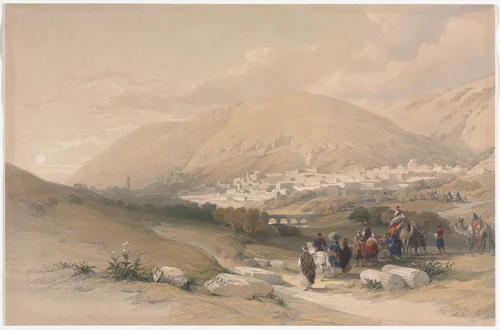 Nablus Ancient Shechem by David Roberts, print, 1839