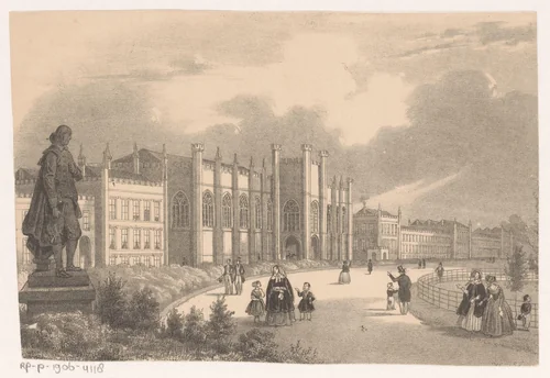 Gezicht op het Willemshof in het Willemspark omstreeks 1849 by Hendrik Wilhelmus Last, print, 1849-1873
