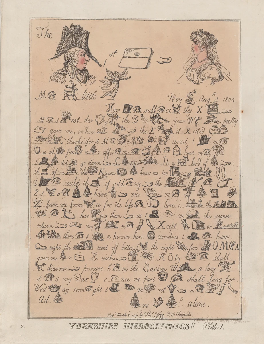 Yorkshire Hieroglyphics, Plate 1 by Thomas Rowlandson, print, 1809