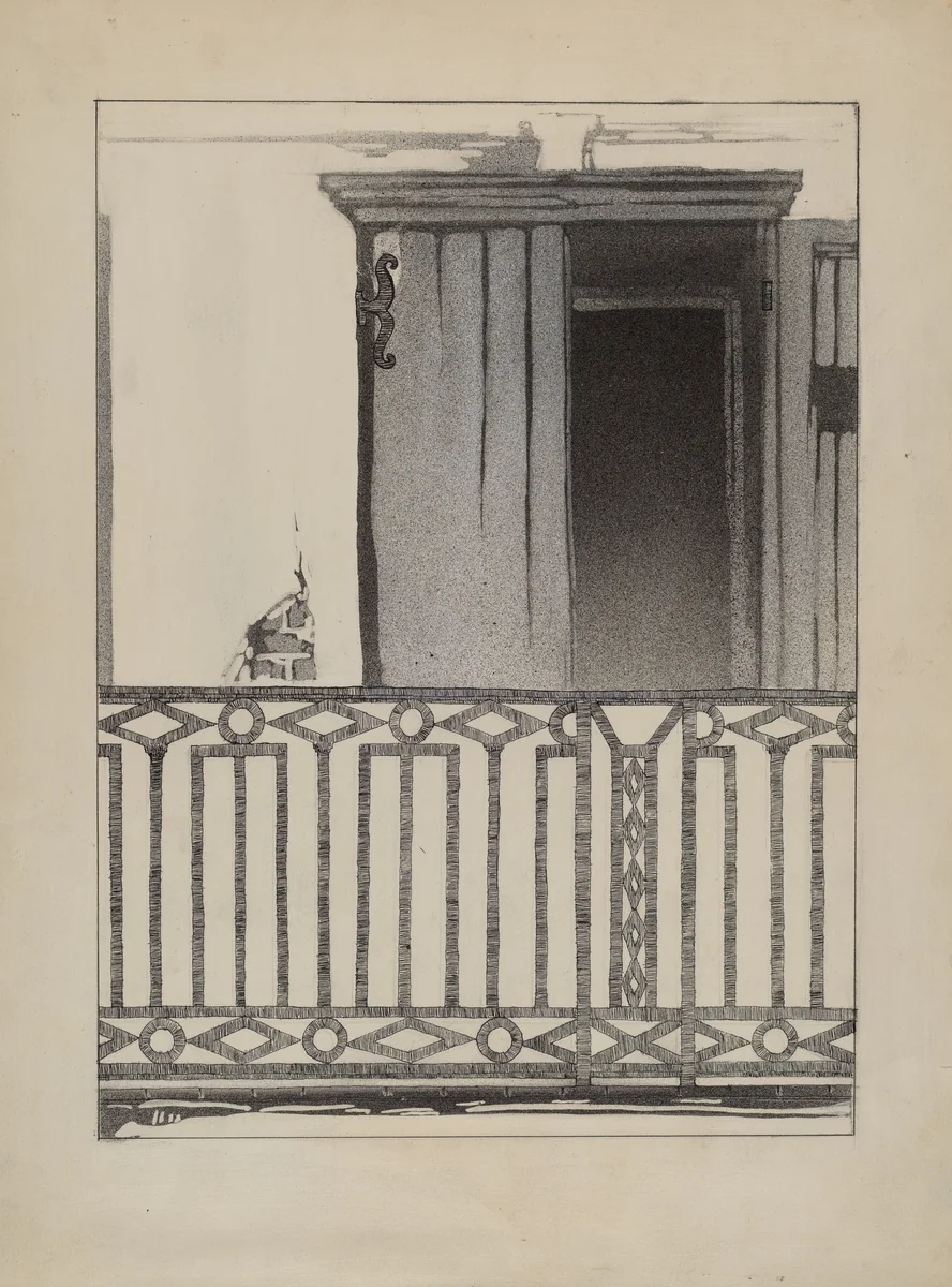 Wrought Iron Balcony Rail by Aurelia Arbo, index of american design, 1936