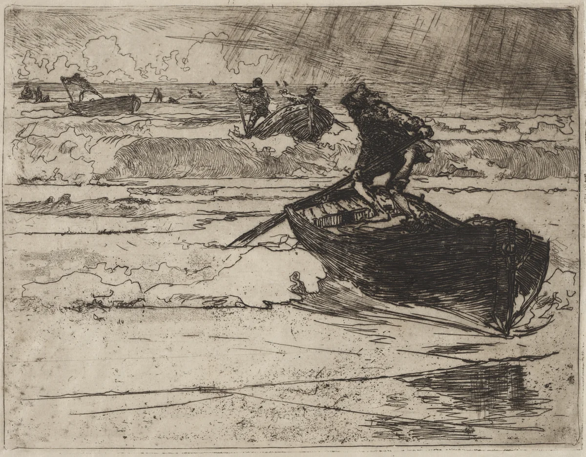 Pêcheurs Fuyants devant l'Orage by Auguste Louis Lepère, print, 1892