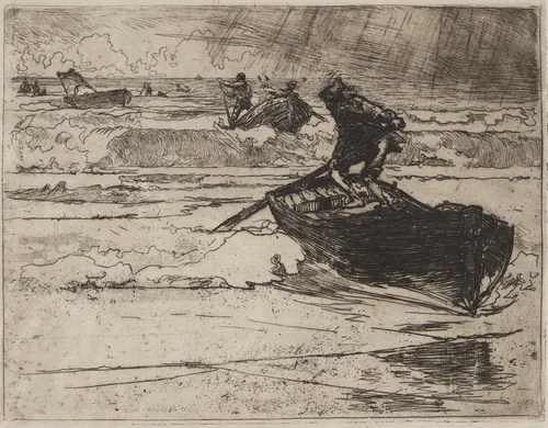 Pêcheurs Fuyants devant l'Orage by Auguste Louis Lepère, print, 1892