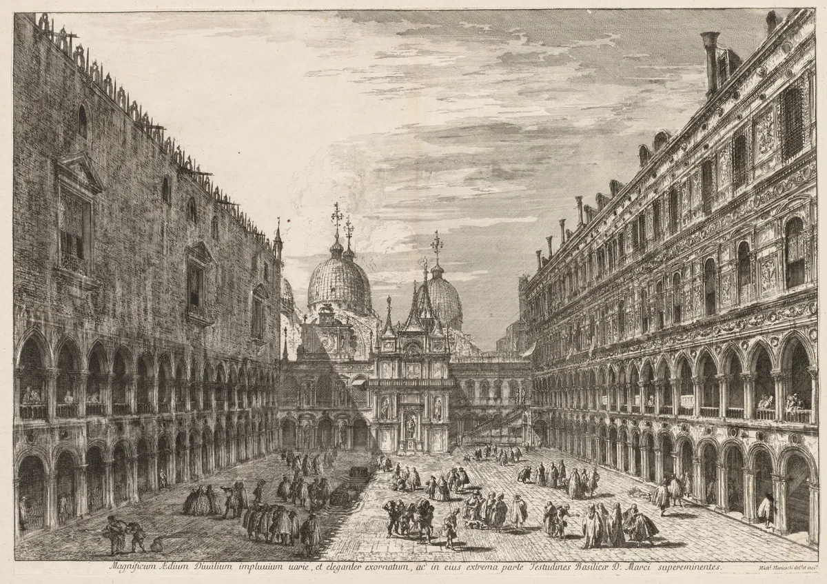 Views of Venice: The Courtyard of the Ducal Palace by Michele Marieschi, print, 1741