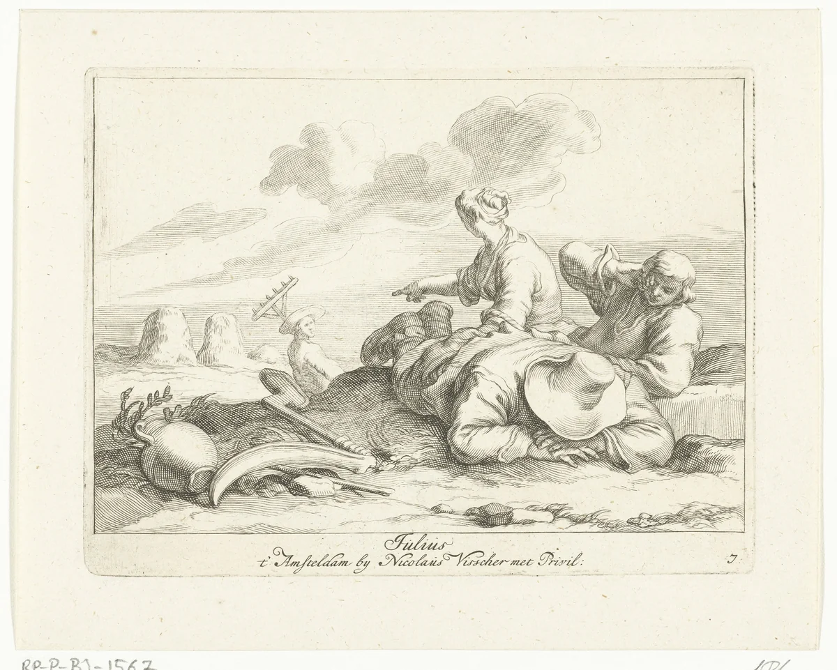 De maand juli by Frederick Bloemaert, print, 1635-1670