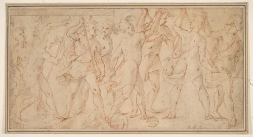 Procession of figures by Carlo Urbino, drawing, 1510-1585