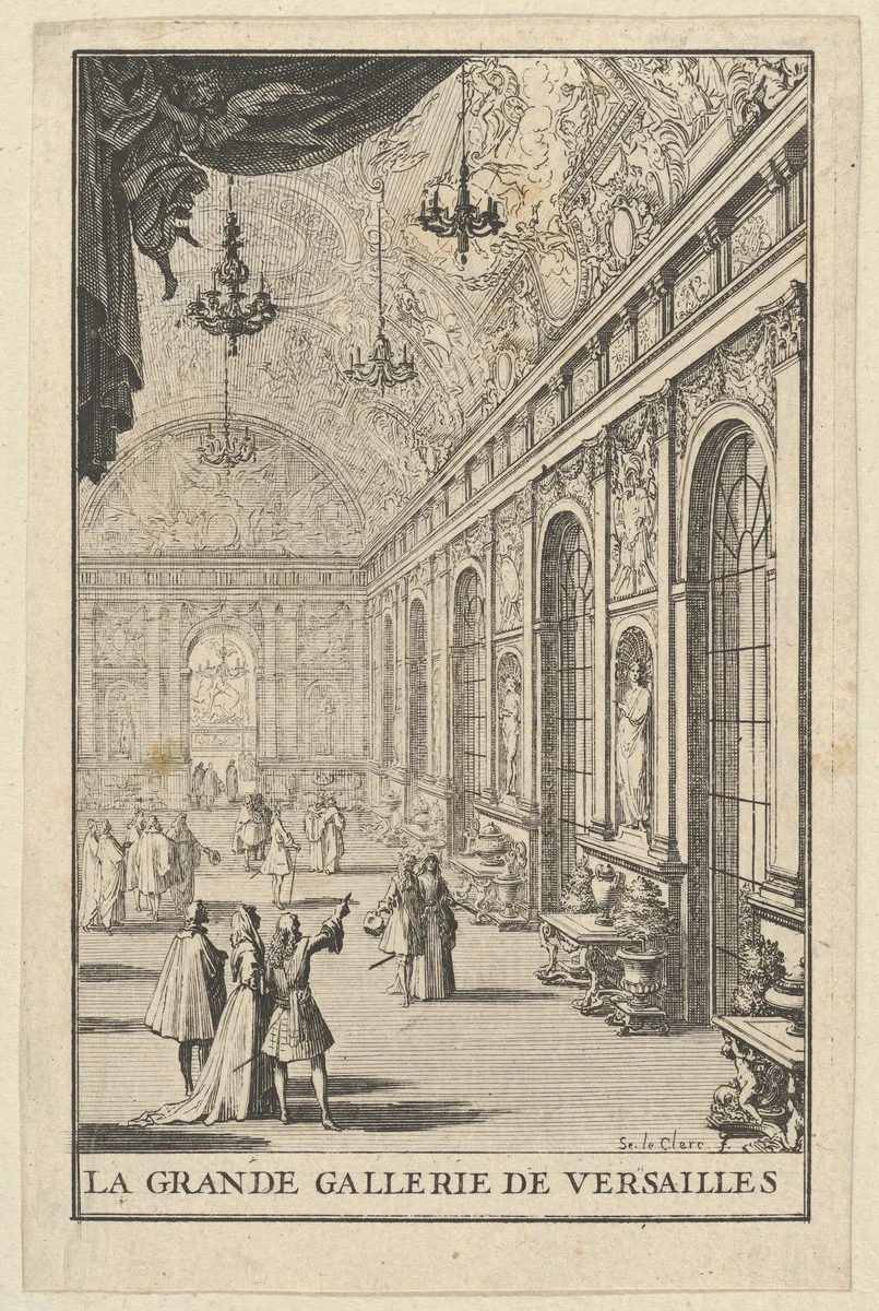 Galerie des Glaces at Versailles by Sébastien Leclerc, print, 1684