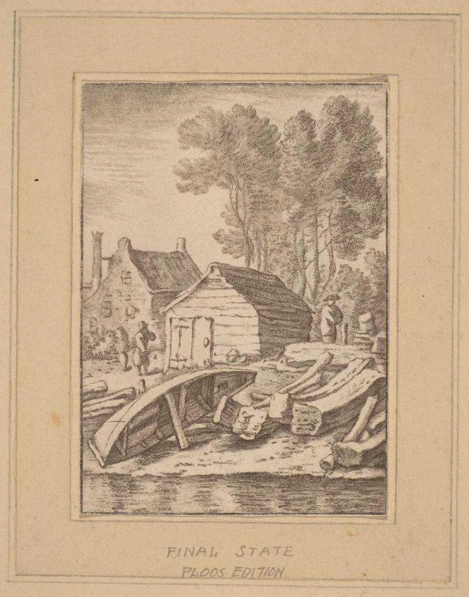 Shipyard by Cornelis Ploos van Amstel; Herman Saftleven, print, 1761-1765