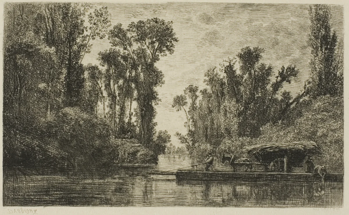 The Bezons Ferryboat by Charles-François Daubigny, print, 1850