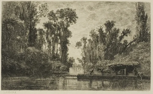 The Bezons Ferryboat by Charles-François Daubigny, print, 1850