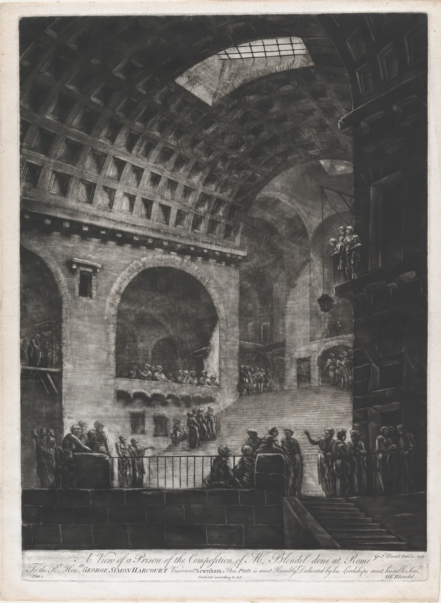 A View of a Prison of the Composition of Mr. Blondel done at Rome by Georges François Blondel, print, 1765