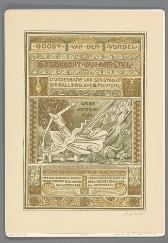 Ontwerp voor een titelpagina voor: Joost van den Vondel, Gysbreght van Aemstel by Antoon Derkinderen, book, 1893