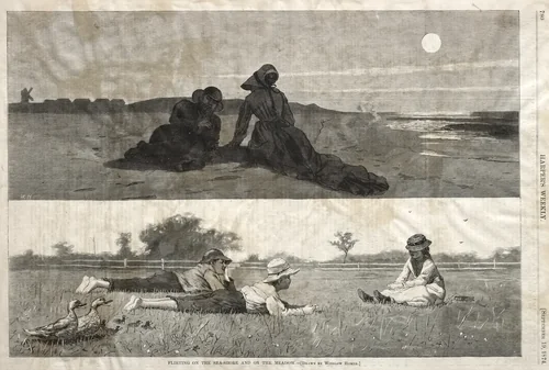 Flirting on the Seashore and on the Meadow by Winslow Homer, print, 1874
