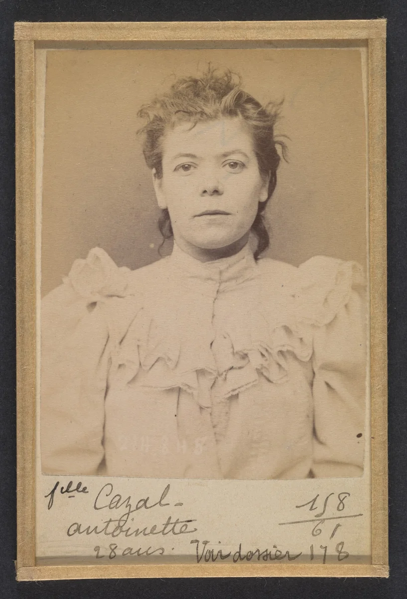 Cazal. Antoinette. 28 ans, née à Salgouz (Cantal). Couturière. Anarchiste. 28/2/94. by Alphonse Bertillon, photograph, 1894