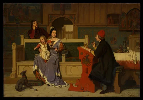 Hugo van der Goes Making a Portrait of Mary of Burgundy by Wilhelm Koller, painting, 1867-1877